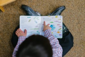 Boy with a book - understanding print awareness.